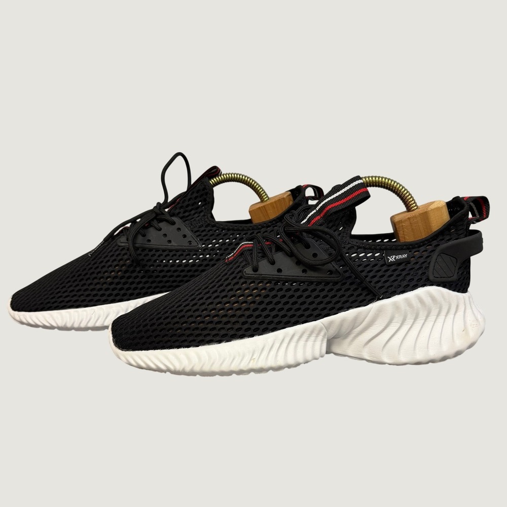 XRAY Zephyr Footwear Mens Black Mesh Red White Stripe Athletic Sneakers *READ*